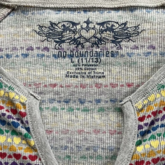 Rainbow hearts Long Sleeve Henley Y2K - Picture 3 of 4